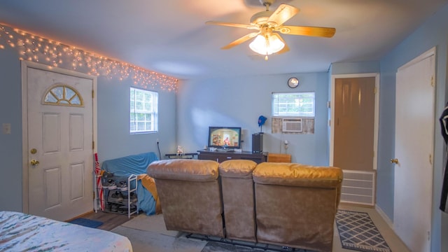 1097 Bob Mccaskill Dr, Defuniak Springs, FL 32433 - living area featuring ceiling fan, cooling unit, and wood finished floors
