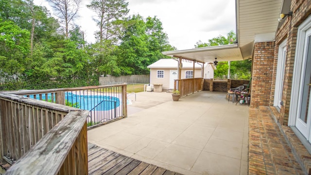 1097 Bob Mccaskill Dr, Defuniak Springs, FL 32433 - view of pool featuring a fenced backyard, a patio, and a ceiling fan