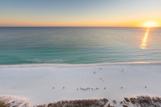 property view of water with a beach view