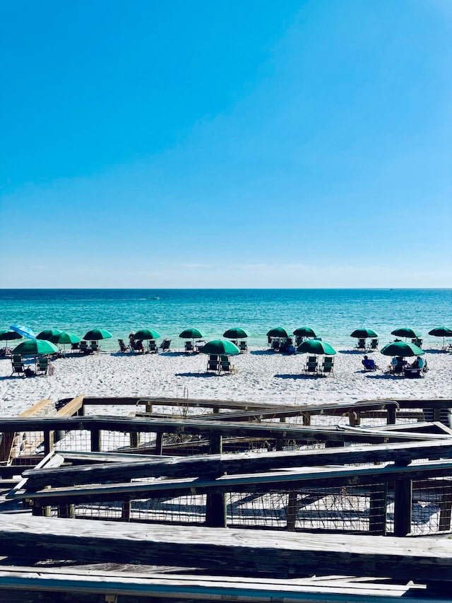 property view of water with a beach view