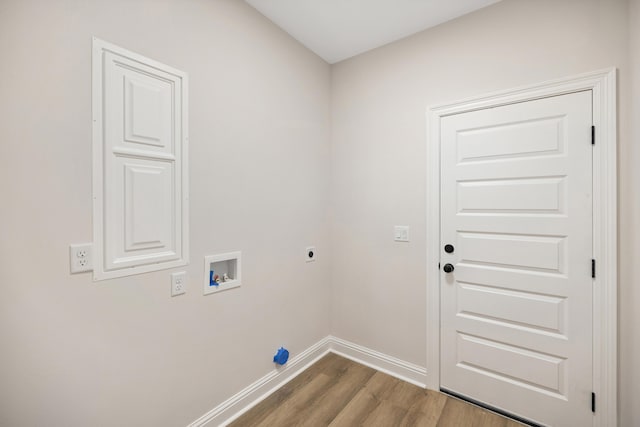 washroom featuring washer hookup, electric dryer hookup, and hardwood / wood-style floors