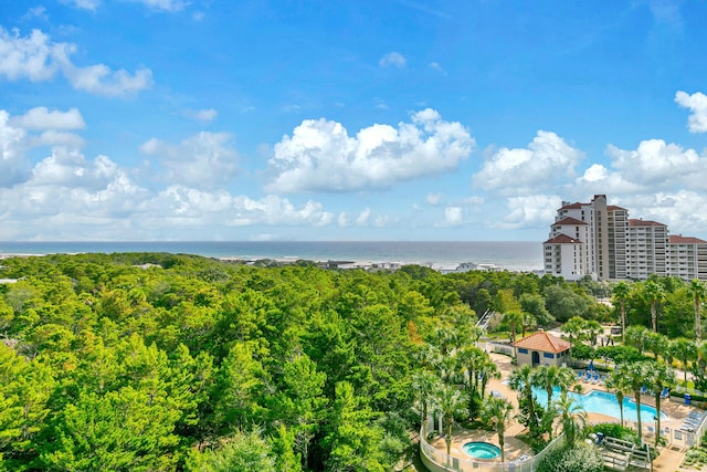 bird's eye view featuring a water view