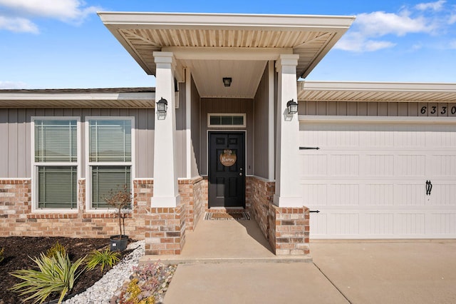 entrance to property with a garage