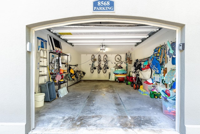 garage with a garage door opener