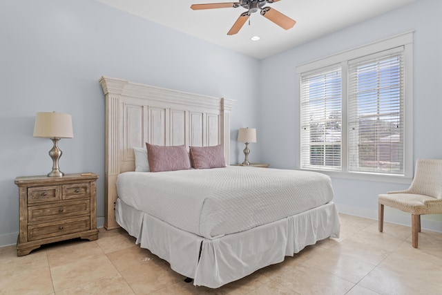 2452 Bungalo Ln, Miramar Beach, FL 32550 - bedroom with light tile patterned floors, baseboards, and ceiling fan