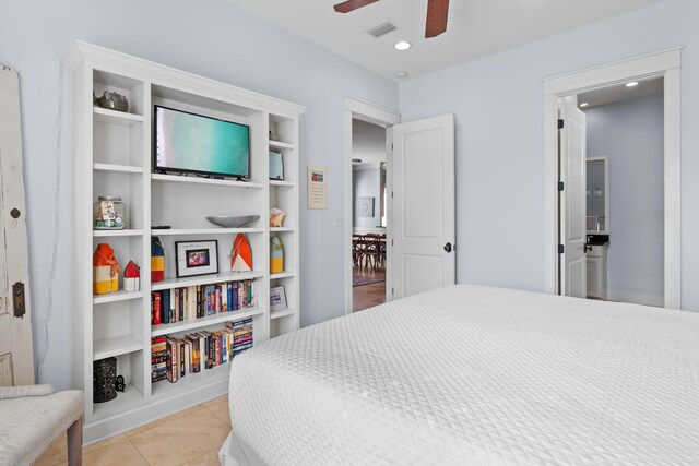 2452 Bungalo Ln, Miramar Beach, FL 32550 - bedroom featuring light tile patterned floors, recessed lighting, and ceiling fan