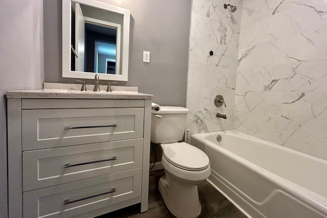 297 Anderson St, Crestview, FL 32536 - bathroom featuring toilet, washtub / shower combination, vanity, and wood finished floors