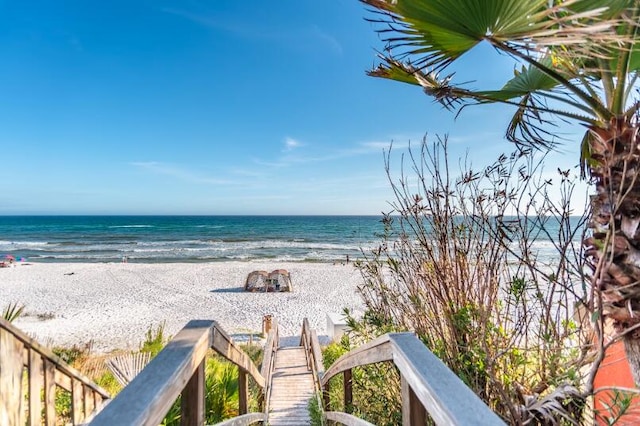 property view of water with a beach view