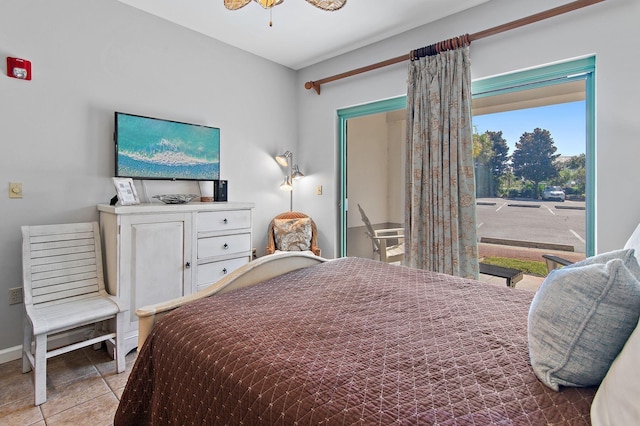 bedroom with light tile patterned flooring