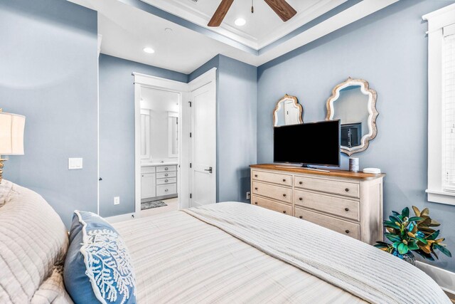 79 Cedar Post Rd, Santa Rosa Beach, FL 32459 - bedroom with ceiling fan and ensuite bath