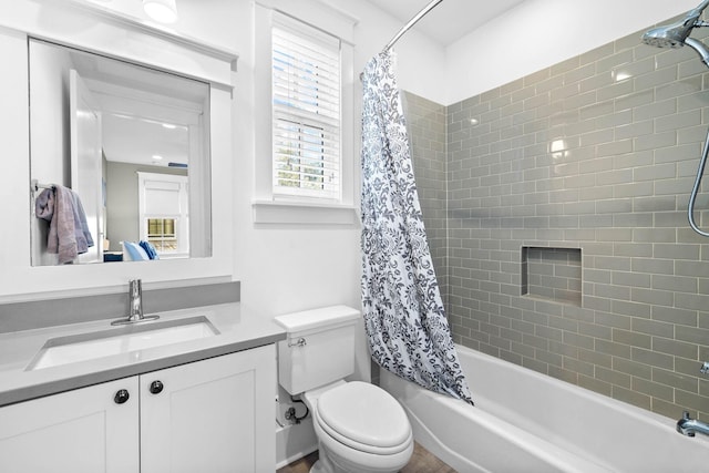 79 Cedar Post Rd, Santa Rosa Beach, FL 32459 - full bathroom with shower / bath combination with curtain, vanity, and toilet