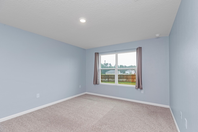 empty room with carpet flooring and a textured ceiling