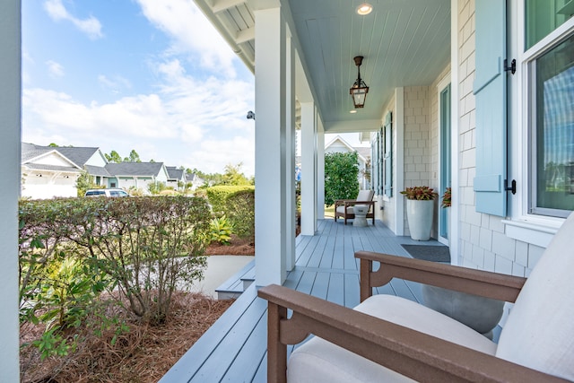 deck featuring covered porch