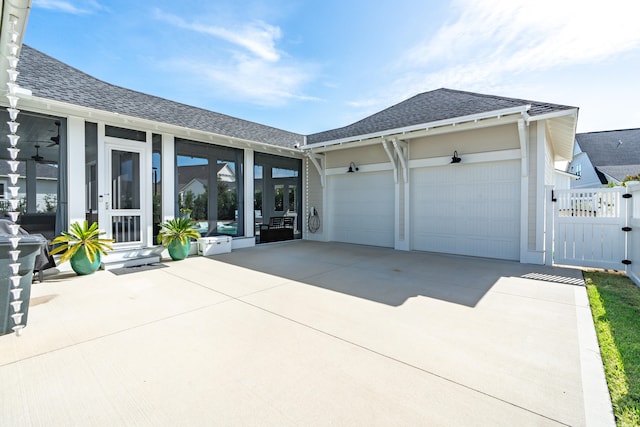 exterior space featuring a garage