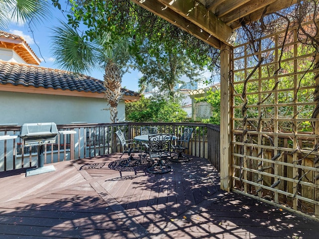 deck featuring area for grilling