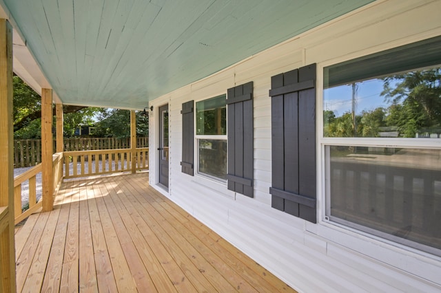 wooden terrace with covered porch