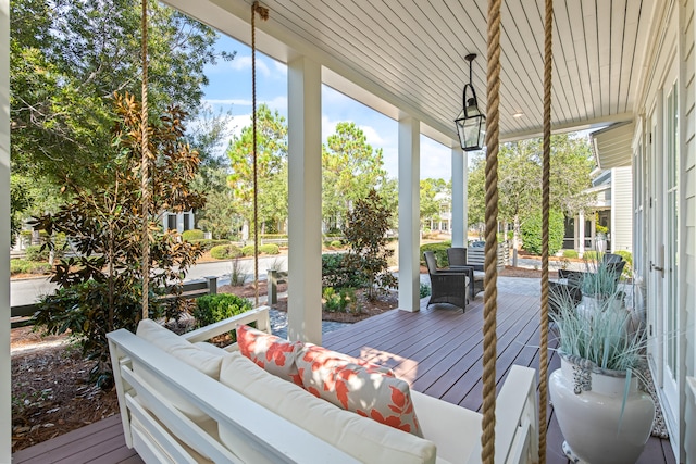 deck with an outdoor living space