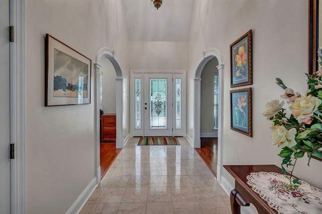 entryway with light hardwood / wood-style flooring