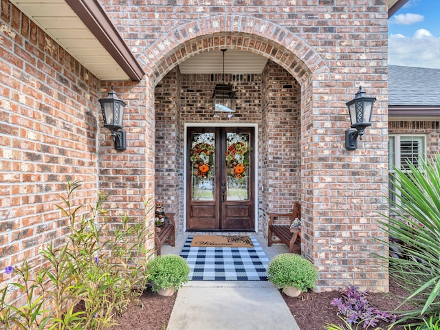 property entrance with french doors