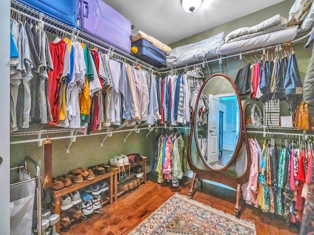 spacious closet featuring hardwood / wood-style floors