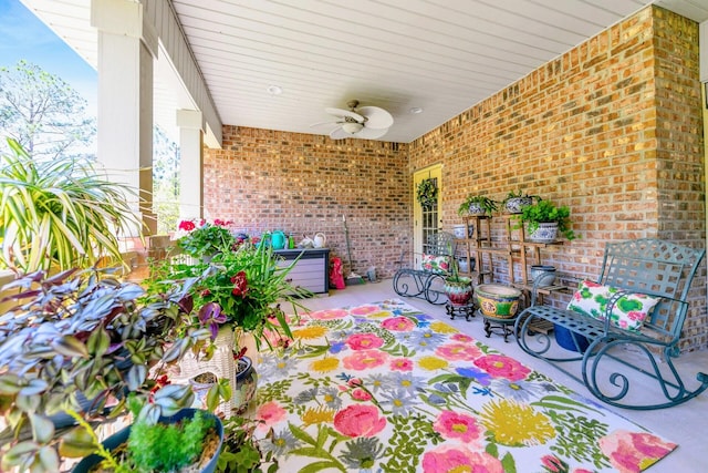 view of patio with ceiling fan