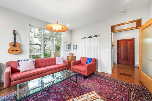 living room with hardwood / wood-style floors