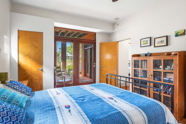 bedroom with french doors and access to exterior