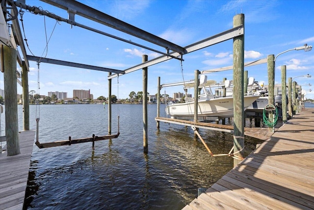 dock area featuring a water view