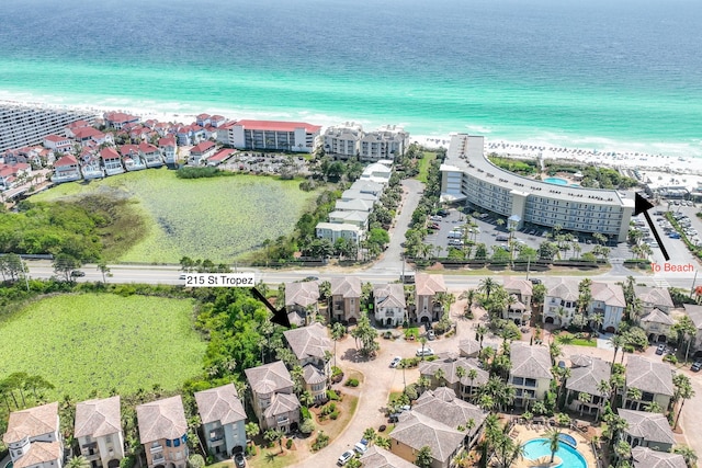 215 Rue St, Tropez, Miramar Beach, FL 32550 - bird's eye view featuring a beach view, a residential view, and a water view