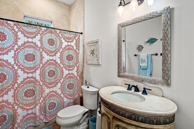 215 Rue St, Tropez, Miramar Beach, FL 32550 - full bathroom with vanity, a shower with shower curtain, and toilet