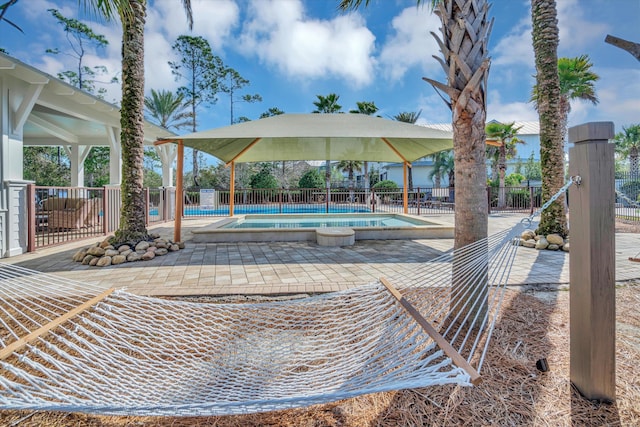 view of swimming pool featuring a patio