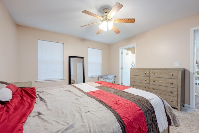 bedroom with carpet and ceiling fan