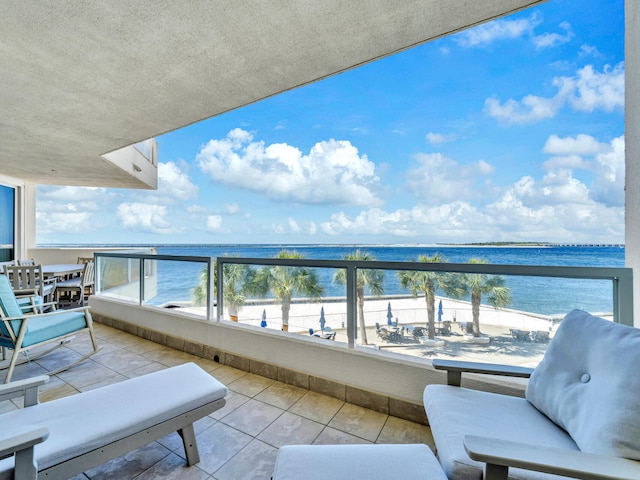 balcony with a water view