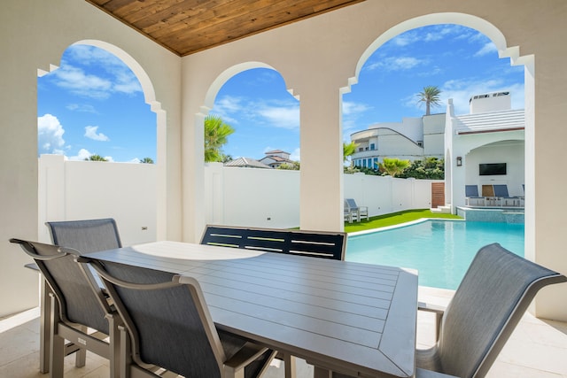 view of patio / terrace with a fenced in pool