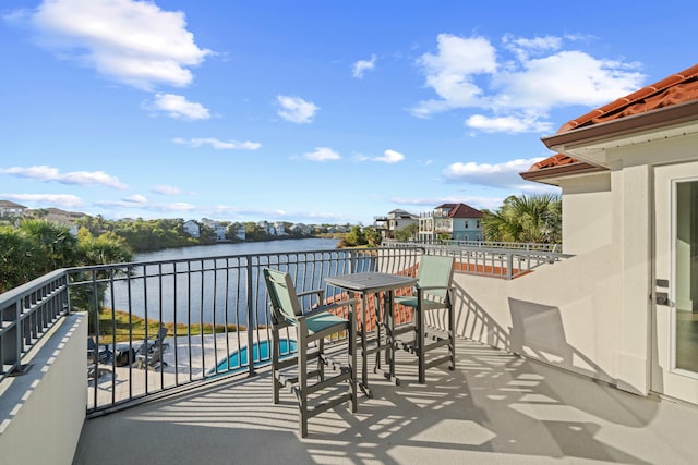 balcony with a water view