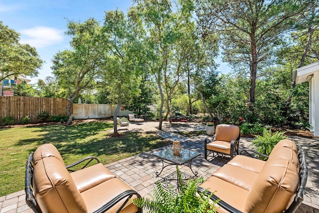 view of patio / terrace featuring an outdoor living space