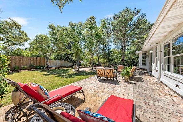 view of patio featuring an outdoor living space