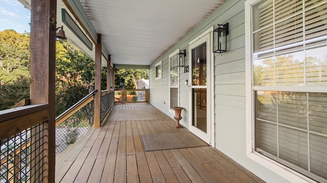 deck featuring a porch