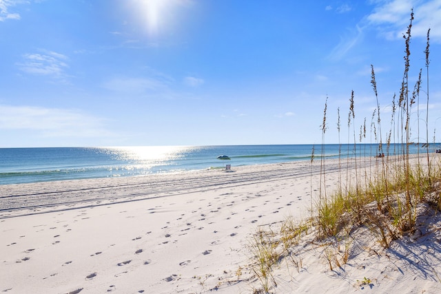 property view of water featuring a view of the beach