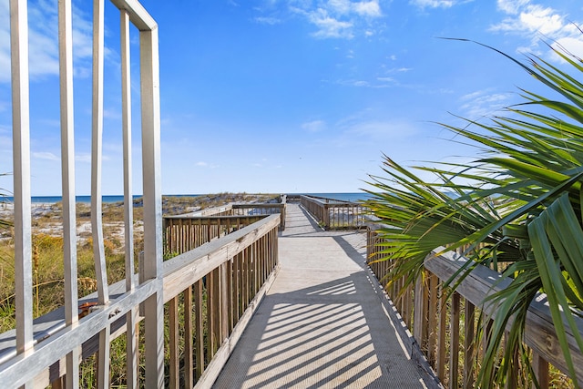 view of community featuring a view of the beach and a water view