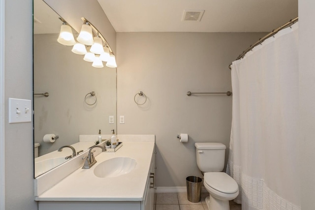 bathroom featuring tile patterned floors, vanity, and toilet