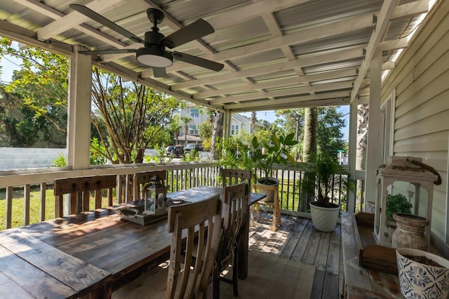 deck featuring ceiling fan