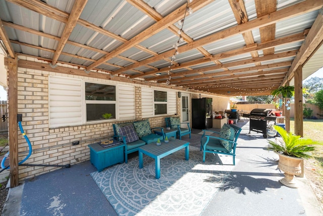 view of patio / terrace featuring grilling area and an outdoor living space