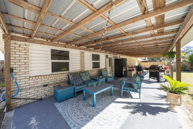 248 Sukoshi Dr, Panama City, FL 32404 - view of patio featuring an outdoor hangout area, a grill, and fence