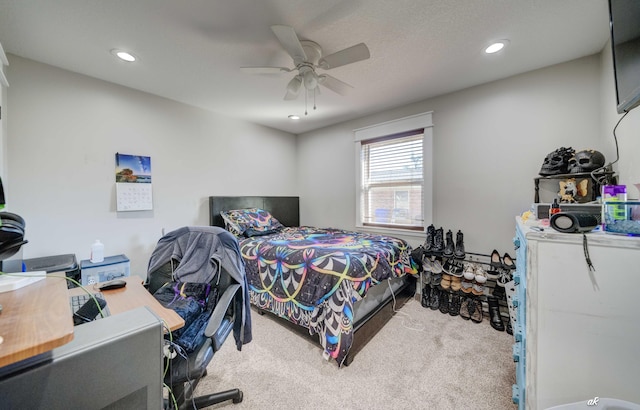 248 Sukoshi Dr, Panama City, FL 32404 - bedroom featuring carpet, recessed lighting, ceiling fan, and a desk