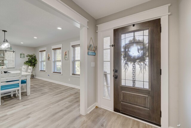 248 Sukoshi Dr, Panama City, FL 32404 - foyer entrance featuring light wood-type flooring, baseboards, and recessed lighting
