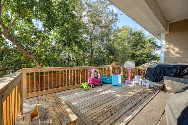 deck featuring grilling area