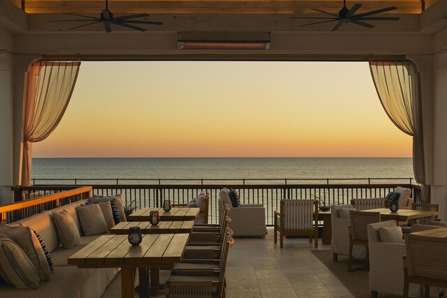 45 N Charles St, Inlet Beach, FL 32461 - dining area featuring ceiling fan and a water view