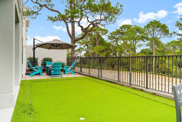 view of yard with a patio area