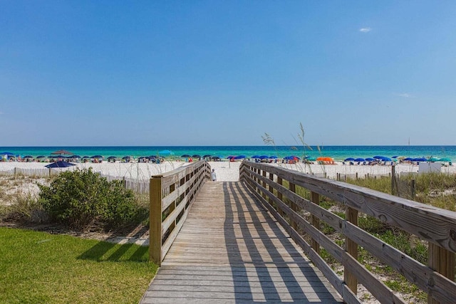 property view of water featuring a view of the beach